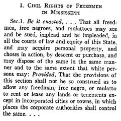 Black History: MISSISSIPPI BLACK CODES, 1865-1866